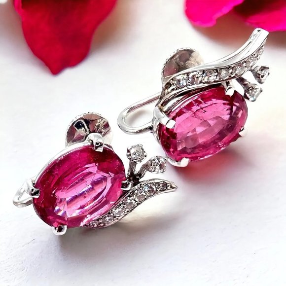 Authentic! H. Stern 18k White Gold Diamond Pink Tourmaline Ring + Earrings Set - Picture 4 of 12